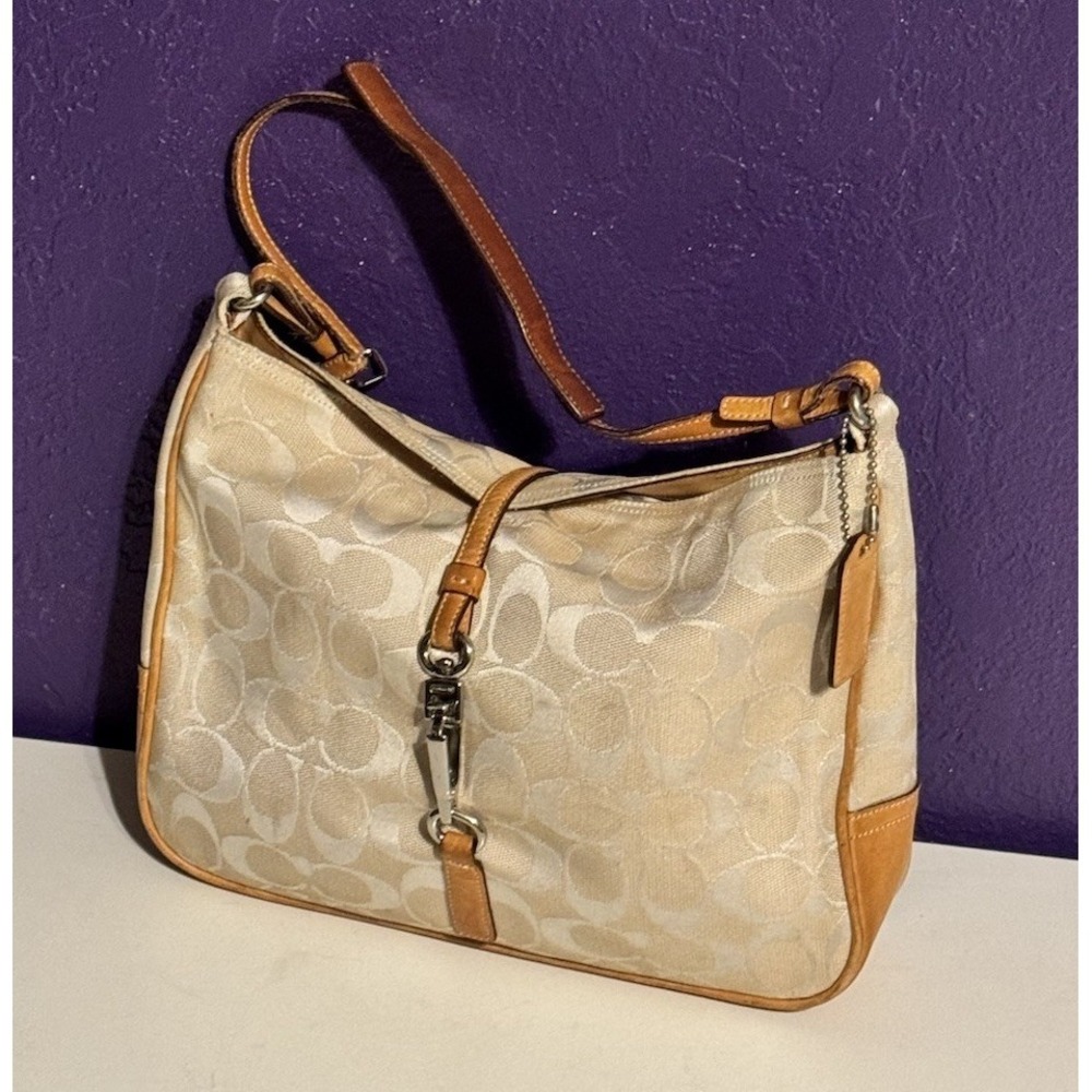 Vintage Coach Hamptons Signature Clip Hobo Shoulder Bag 6091 Purse Y2K Rare